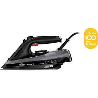 Plancha de vapor - Braun TexStyle 5 SI5088BK, Asa ergonómica, Suela FreeGlide 3D EloxalPlus, Golpe de calor 220 g/min, 0.3 l, 2800 W,  Negro