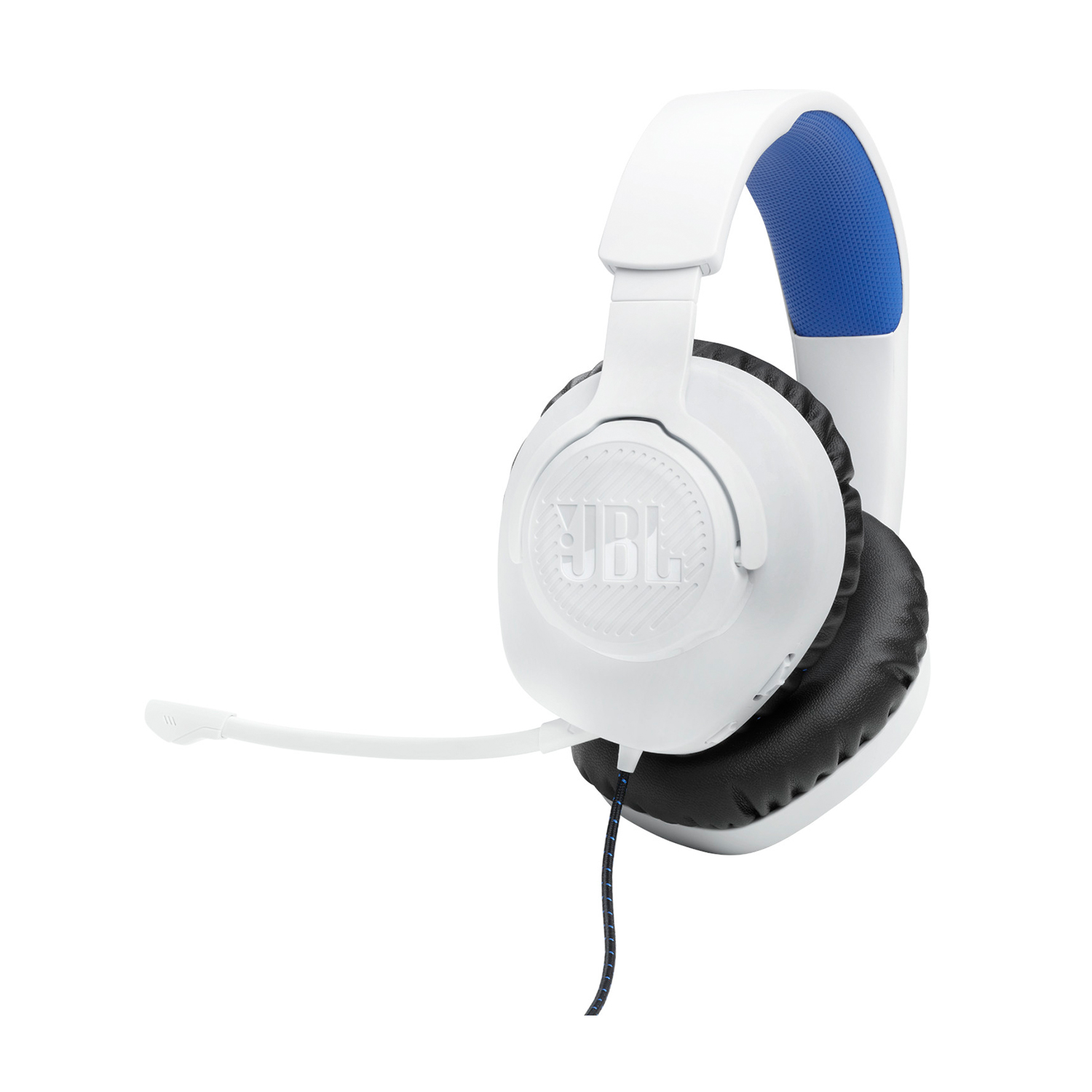 JBL Quantum 100 P Cuffie Gaming, bianco e blu