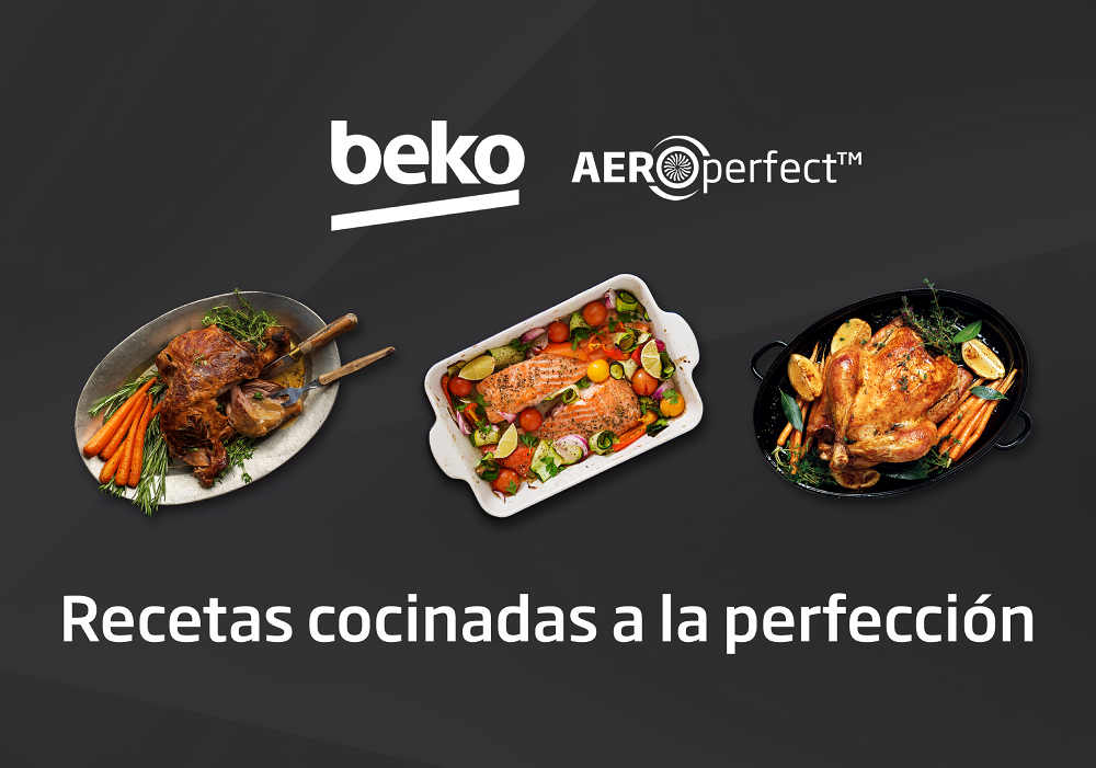 La imagen muestra tres platos. Pollo asado, salmón asado y cordero asado.