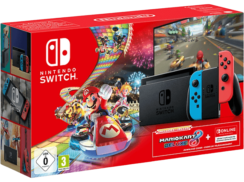 Nintendo Switch Rood en Blauw + Mario kart (digitaal) + 3 Nintendo Switch Online kopen?