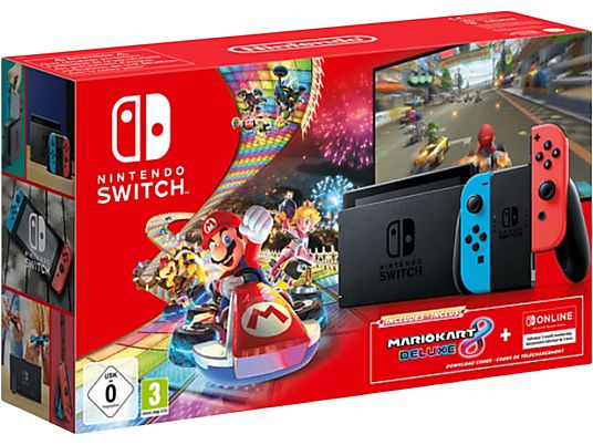 Nintendo Switch Rood en Blauw + Mario kart (digitaal) + 3 maanden Nintendo Switch Online