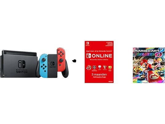 Nintendo Switch Rood en Blauw + Mario kart (digitaal) + 3 maanden Nintendo Switch Online