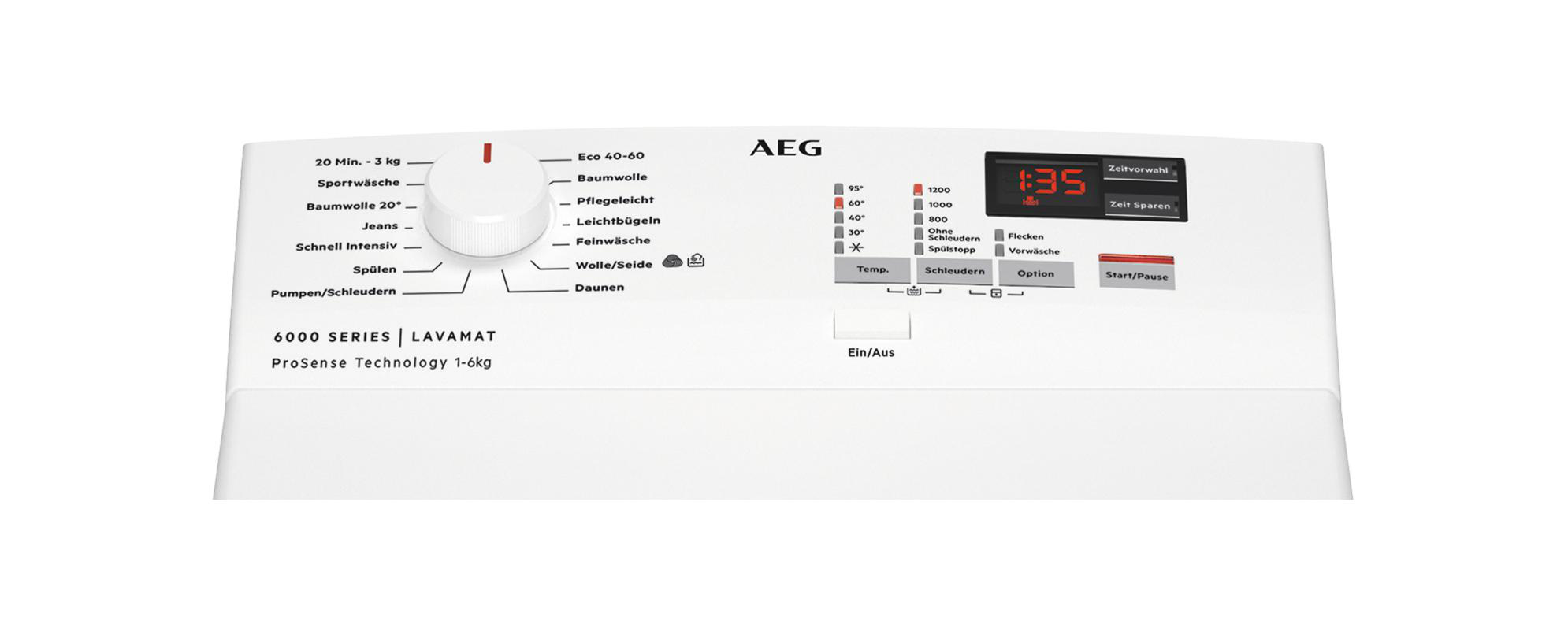 D) AEG ProSense® 1151 Serie (6 6000 kg, U/Min., L6TBA41260 mit Mengenautomatik Waschmaschine