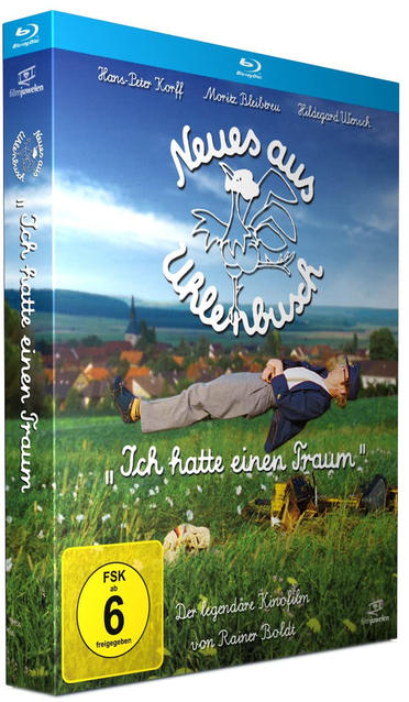 DVD-Box mit Zeichnung. Titel auf Deutsch. Ein Mann liegt im Gras.