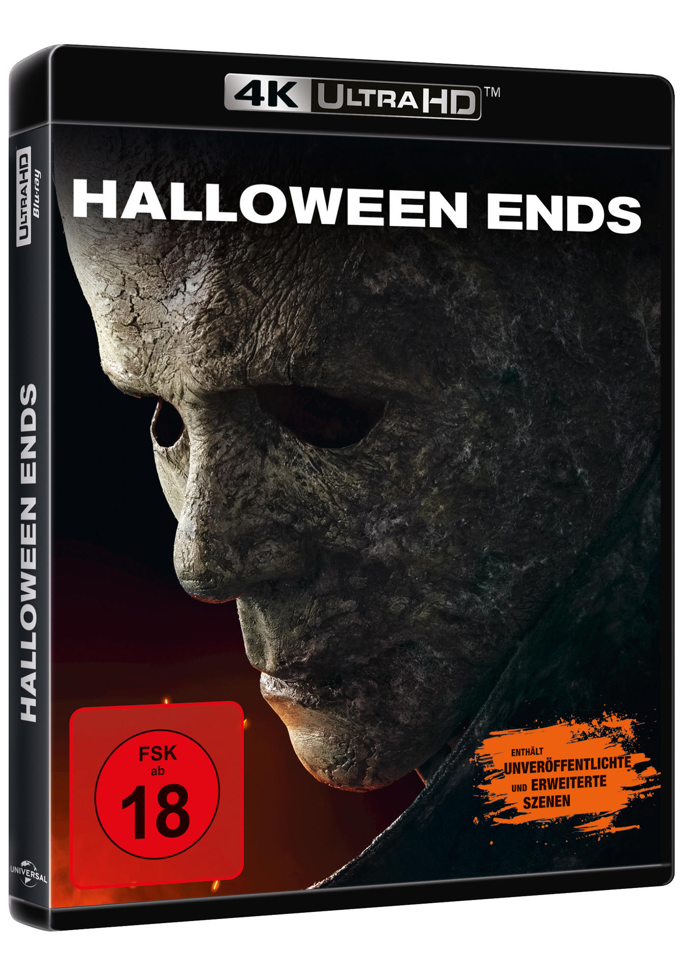 DVD-Hülle von 'Halloween Ends' mit dem Gesicht der Hauptfigur.