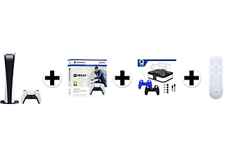SONY PlayStation 5 Digital Edition + FIFA 23 DualSense bundel + Qware Dual Charging bundel + Media Remote