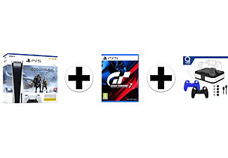 SONY PlayStation 5 Disk Edition + God of War: Ragnarok + Gran Turismo 7 + Qware Dual Charging bundel