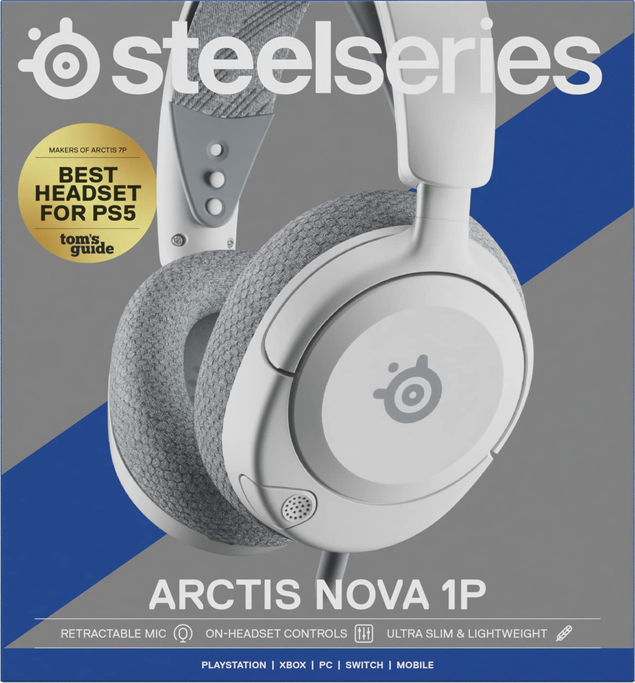 Auriculares blancos y grises. Texto 'BEST HEADSET FOR PS5' en la portada.
