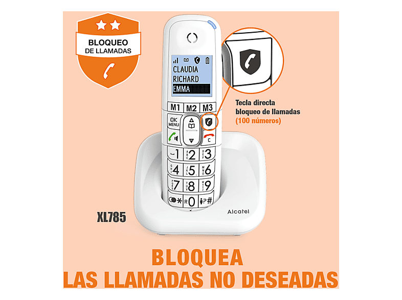 Telefono Alcatel XL785 DECT/analogico Bianco – Segreteria 30', Blocco Chiamate E Vivavoce