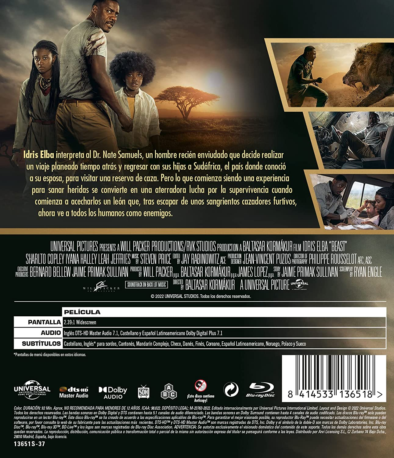 Cartel de película. Gente en un entorno africano. Texto en el cartel. Fondo blanco.