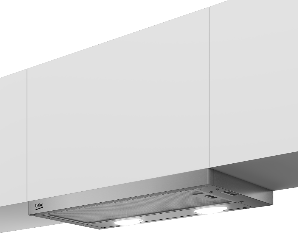 Campana decorativa - Beko CTB 6250 X, Telescópica, 3 velocidades, 420 m³/h, Inox