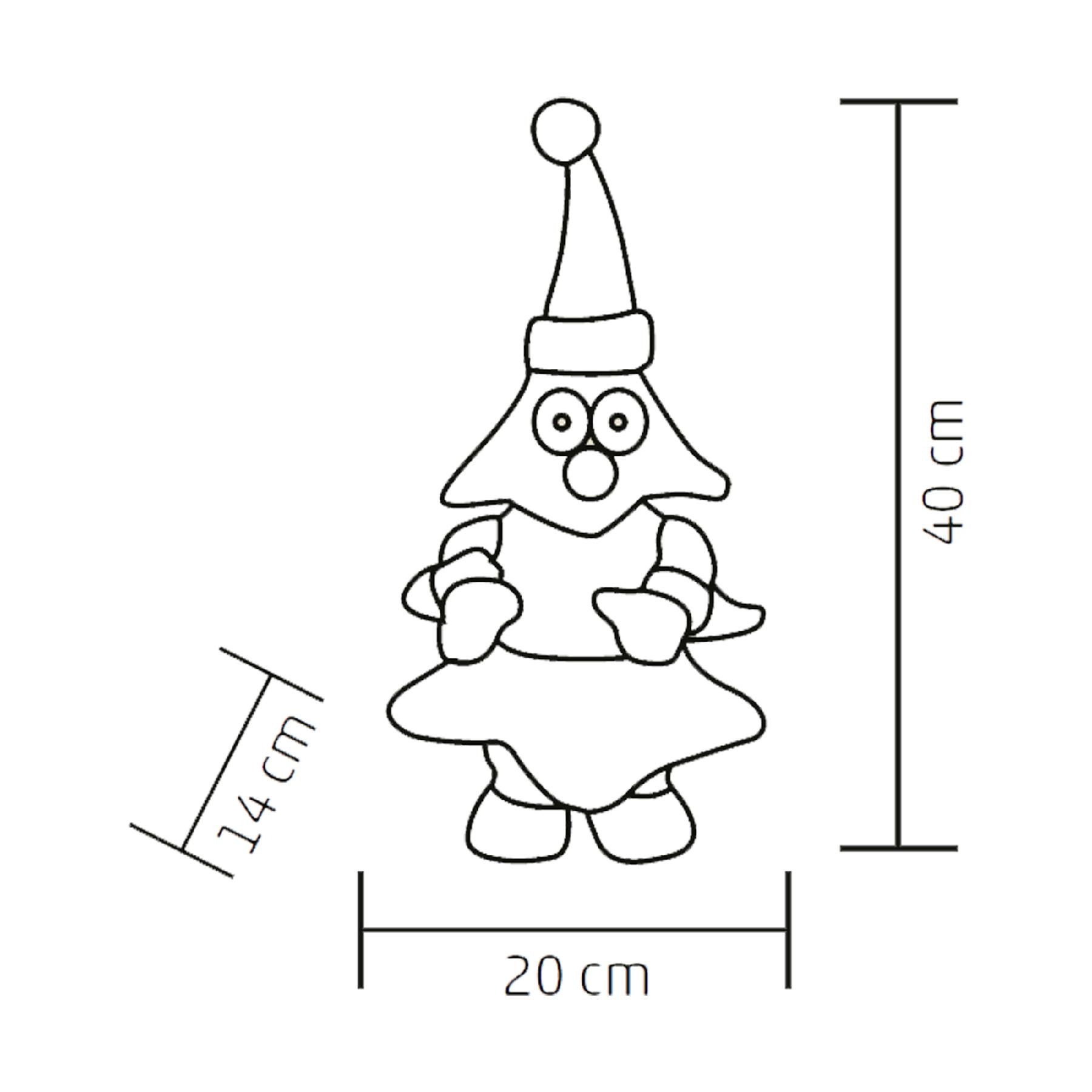 Karácsonyfa figura vonalrajza, cm-ben megadott méretekkel.