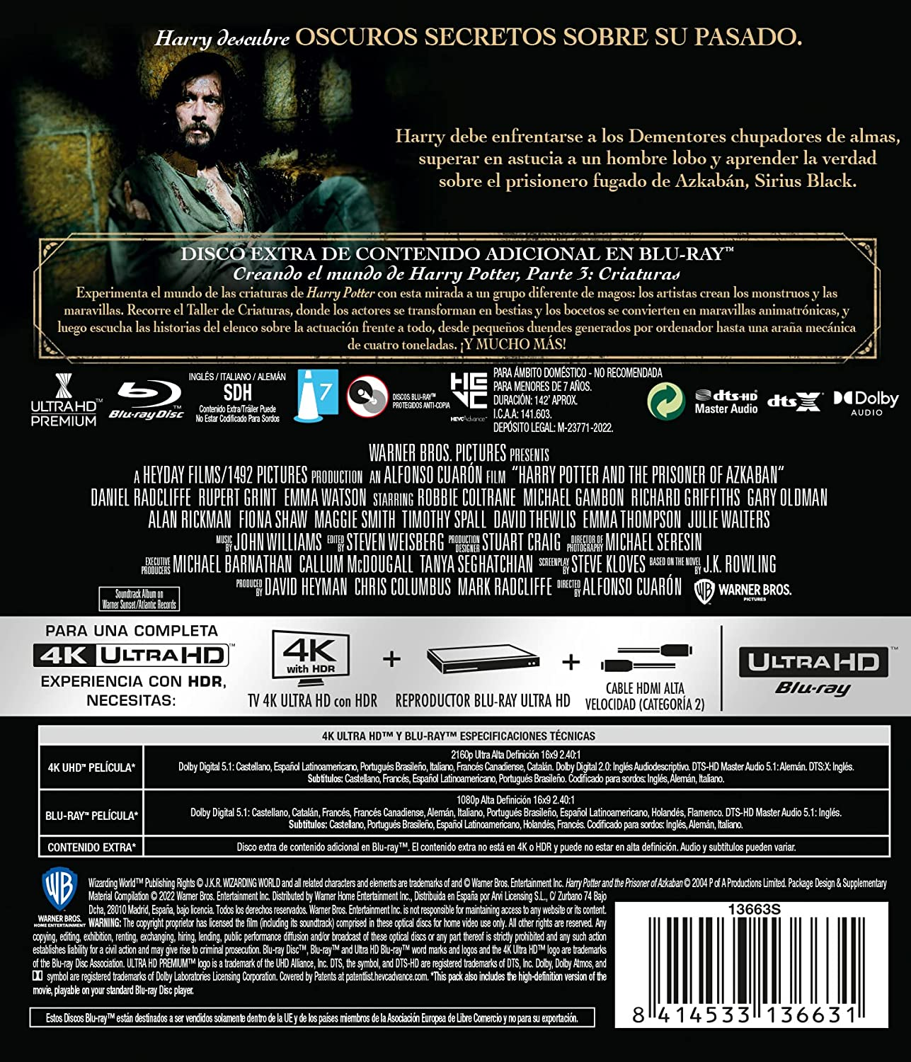 Harry Potter y el Prisionero de Azkaban - Blu-ray Ultra HD 4K + 2 Blu-ray