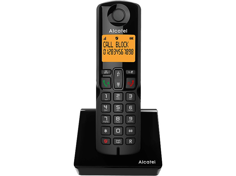 Teléfono - Alcatel S280 Single, Inalámbrico, Bloqueo de llamadas, Agenda para 50 contactos, Manos libres, Negro