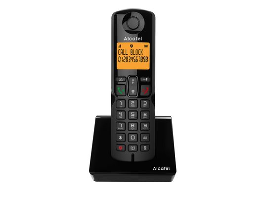 Teléfono - Alcatel S280 Single, Inalámbrico, Bloqueo de llamadas, Agenda para 50 contactos, Manos libres, Negro y azul