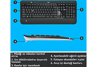 LOGITECH MK540 ADVANCED Kablosuz Türkçe Q Klavye Mouse Seti - Siyah_5