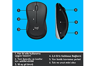 LOGITECH MK540 ADVANCED Kablosuz Türkçe Q Klavye Mouse Seti - Siyah_7