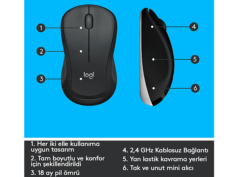 LOGITECH MK540 ADVANCED Kablosuz Türkçe Q Klavye Mouse Seti - Siyah_7