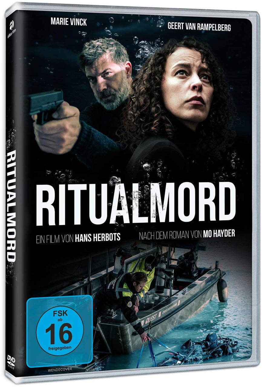 DVD-Cover mit zwei Personen, einem Mann mit Waffe und einer Frau, die nach oben schaut, mit Text.