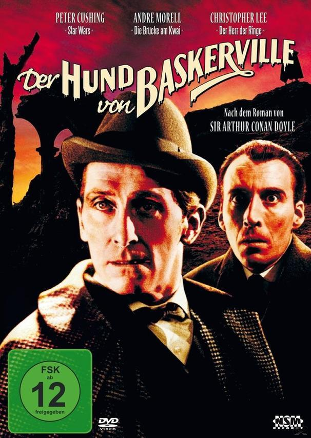 Filmposter: Zwei Männer, einer mit Hut, mit Text 'Der Hund von Baskerville' und Schauspielernamen, grünes FSK-Logo.