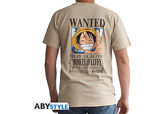 One Piece - Wanted Luffy - M - férfi póló, homokszínű