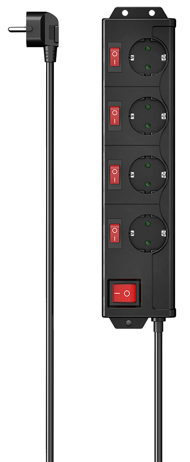 Hama 223122 Stekkerdoos 4-voudig Schakelaar Zwart