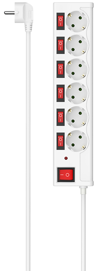 HAMA 223157 Stekkerdoos 6-voudig Wit