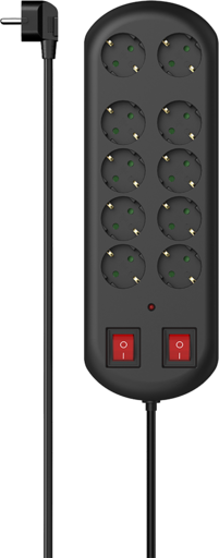 Hama 10-Way Power Strip Black