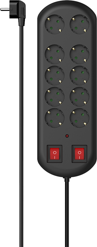 Hama 10-Way Power Strip Black
