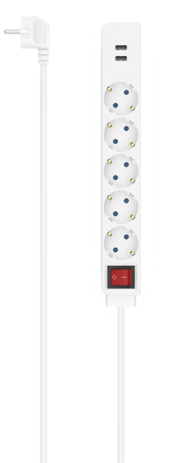 Hama 5-Way Power Strip with USB 1.4m White