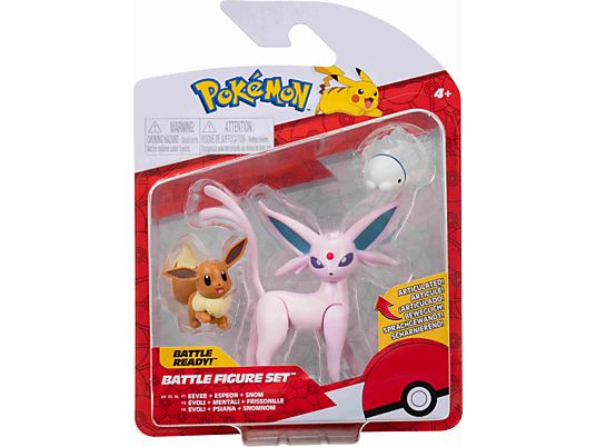 JAZWARES Pokémon : Évoli #1, Snomnom, Psiana - Lot de trois - Figurine de collection (Multicolore)