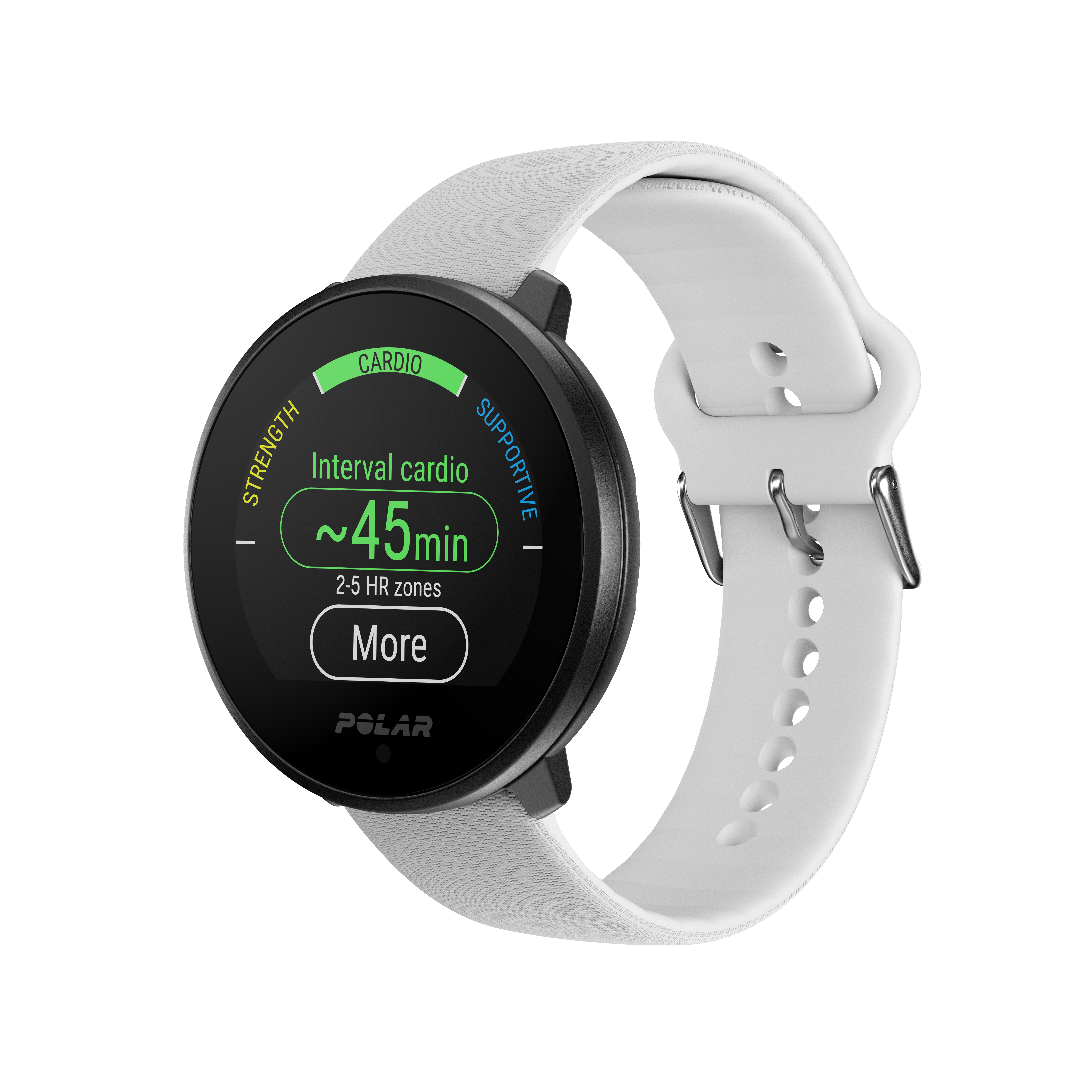 POLAR Unite Smartwatch Glasfaserverstärktes Polymergehäuse Silikon, 130 - 210 mm, Weiß