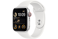 APPLE SE GPS+CEL 44 SIL ALU W WHITE SPORT REG Smartwatch Fluorelastomer Fluorelastomer, 140 - 220 mm, Armband: Weiß, Gehäuse: Silver