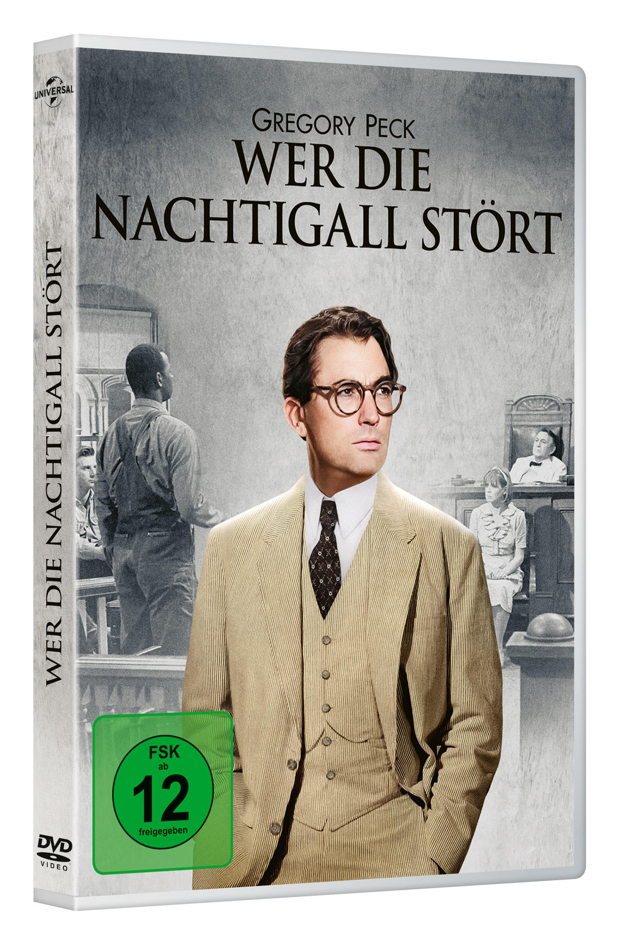 DVD-Hülle von 'Wer die Nachtigall stört' mit Gregory Peck und Text auf Deutsch.