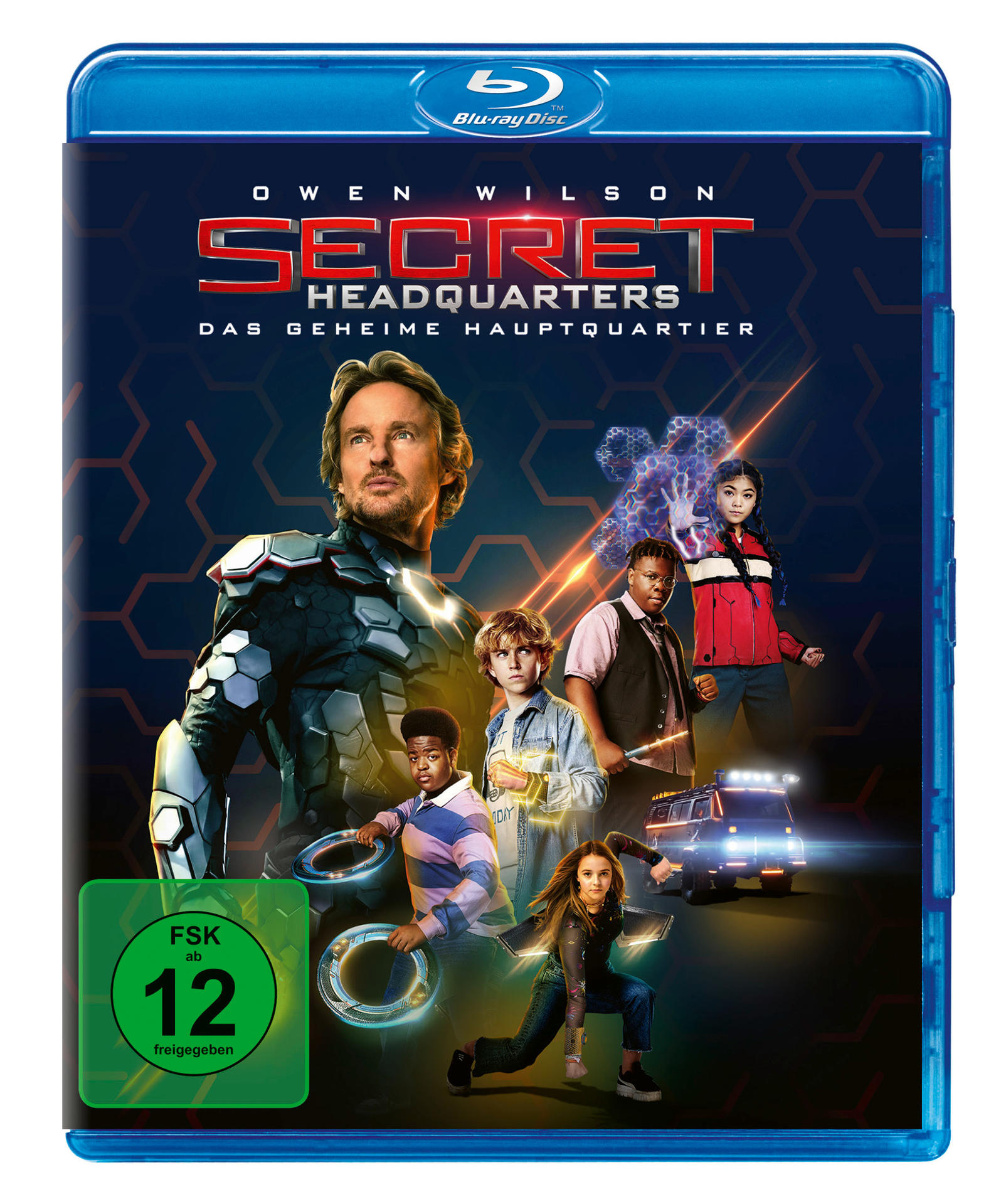Filmcover mit Schauspielern und einer blauen Blu-ray-Hülle mit Text in mehreren Sprachen.