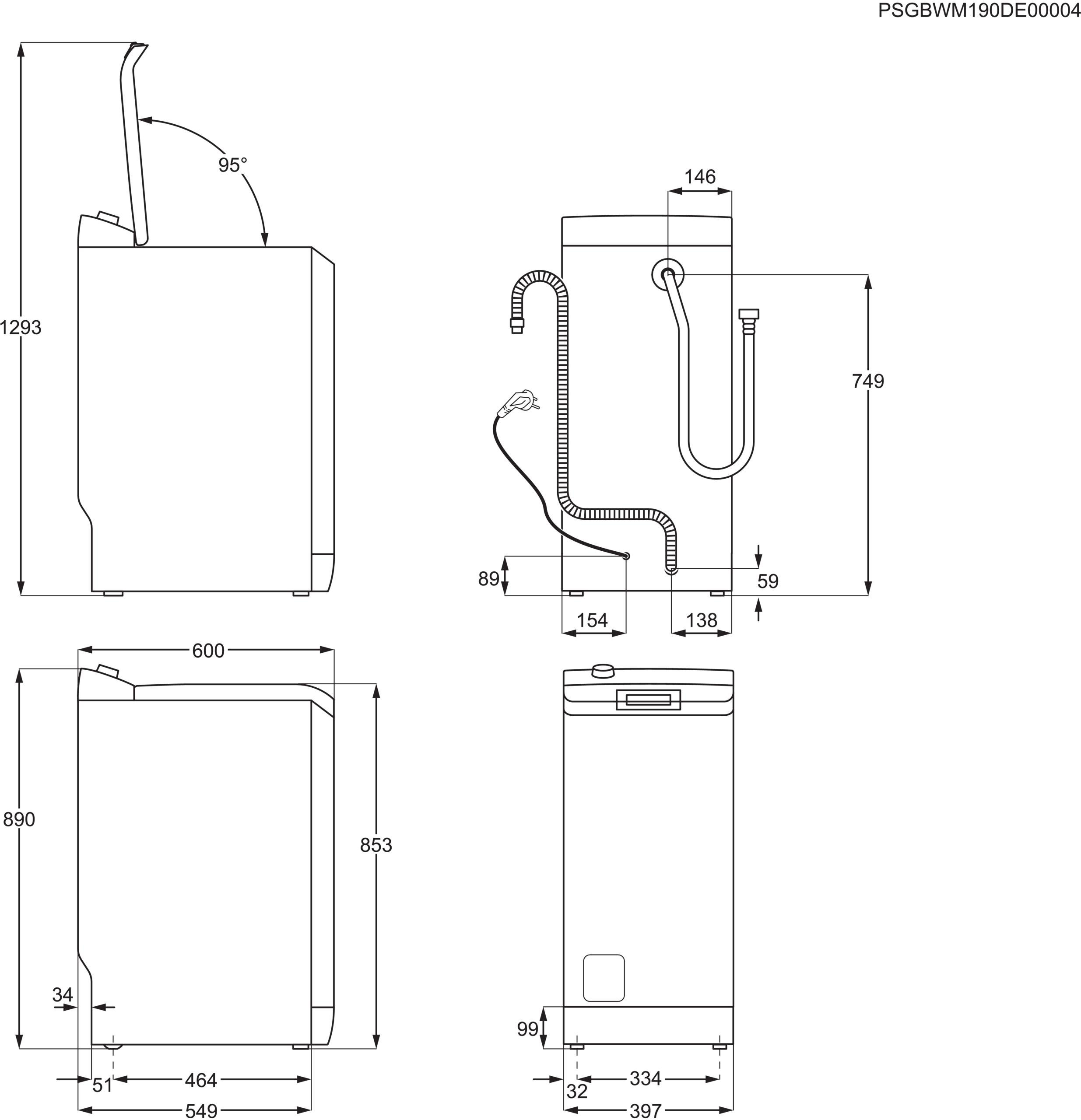 mit 6000 ProSense® Serie Waschmaschine (6 1351 L6TBA41460 U/Min., kg, AEG Mengenautomatik D)