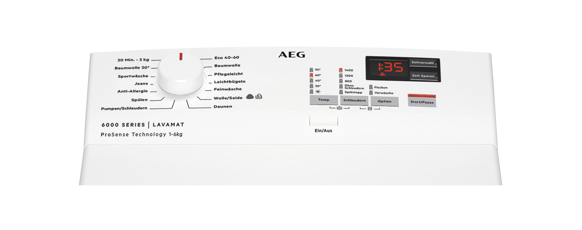 AEG L6TBA41460 Serie 6000 ProSense® mit Mengenautomatik Waschmaschine (6 kg, 1351 U/Min., D)