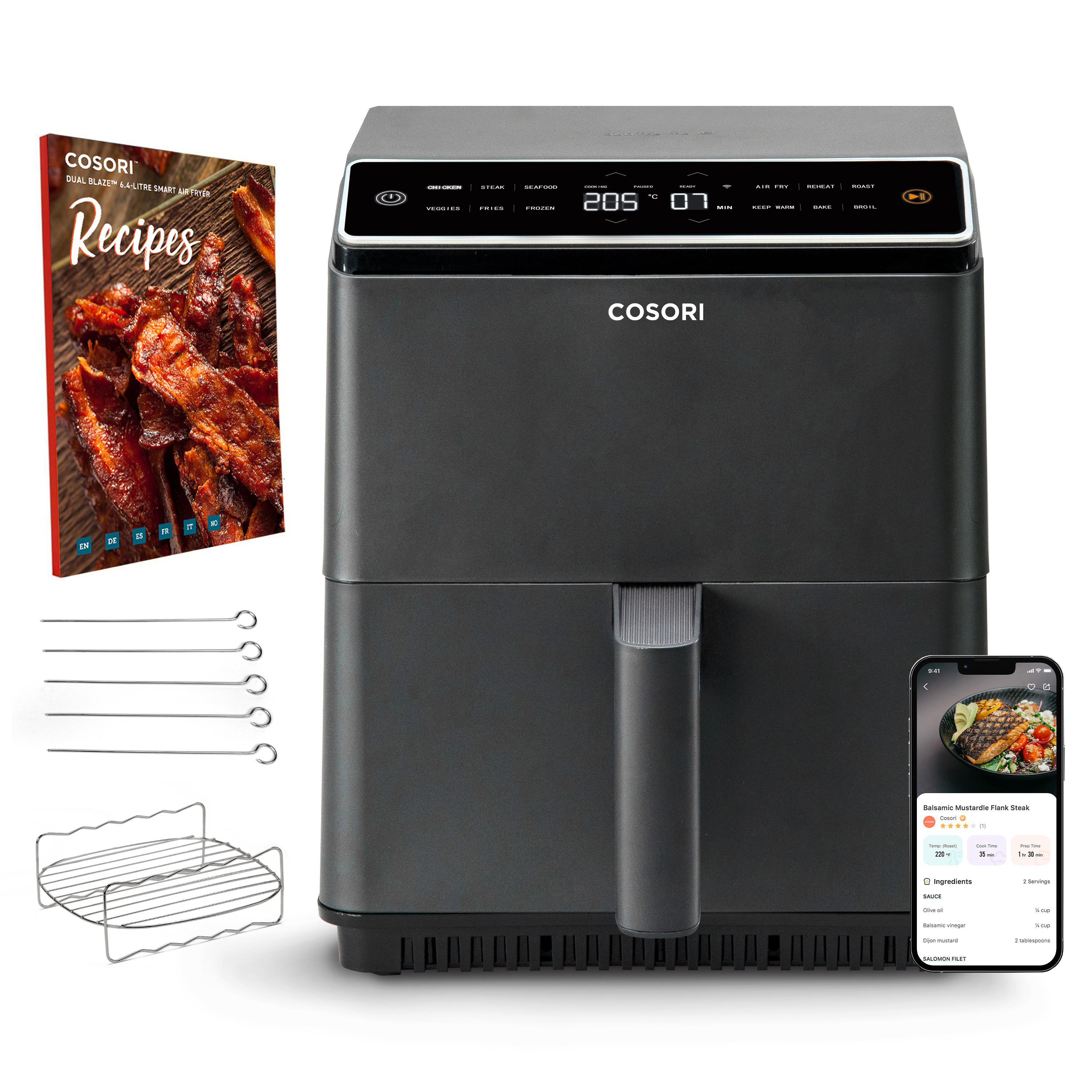COSORI CAF-P583S-KEUR Heißluftfritteuse 1700 Watt Dunkelgrau
