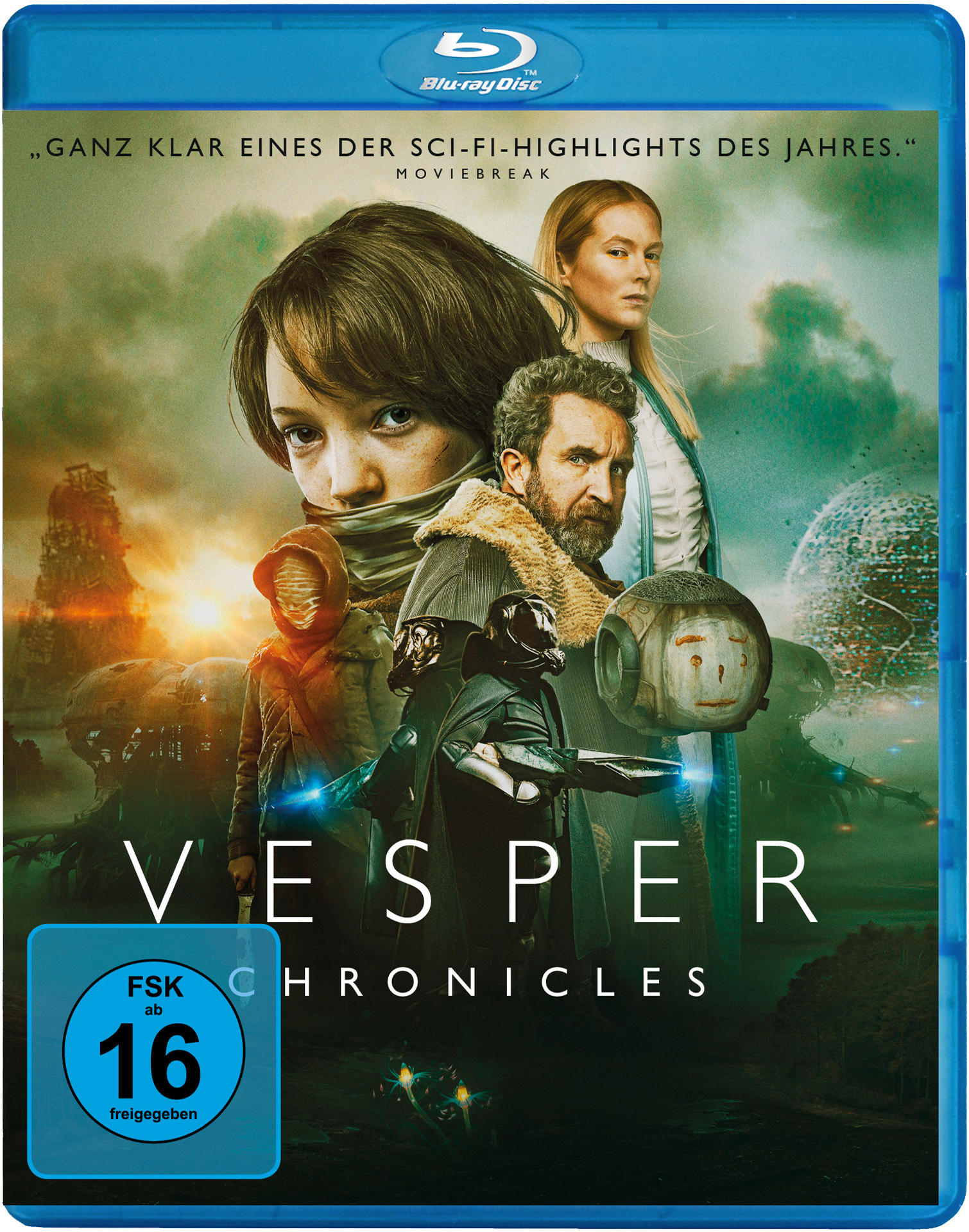 Filmplakat mit einer Frau in grünem Hintergrund mit dem Filmtitel VESPER CHRONICLES.
