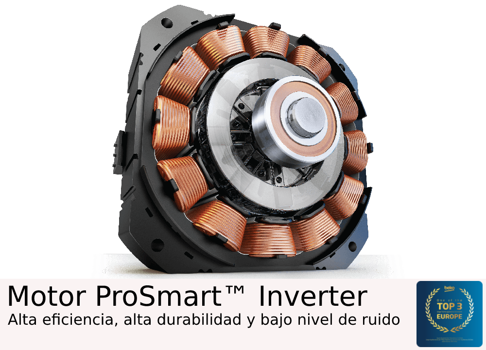 Parte interna de un motor. Tiene bobinas de cobre y un componente central giratorio sobre un fondo negro.