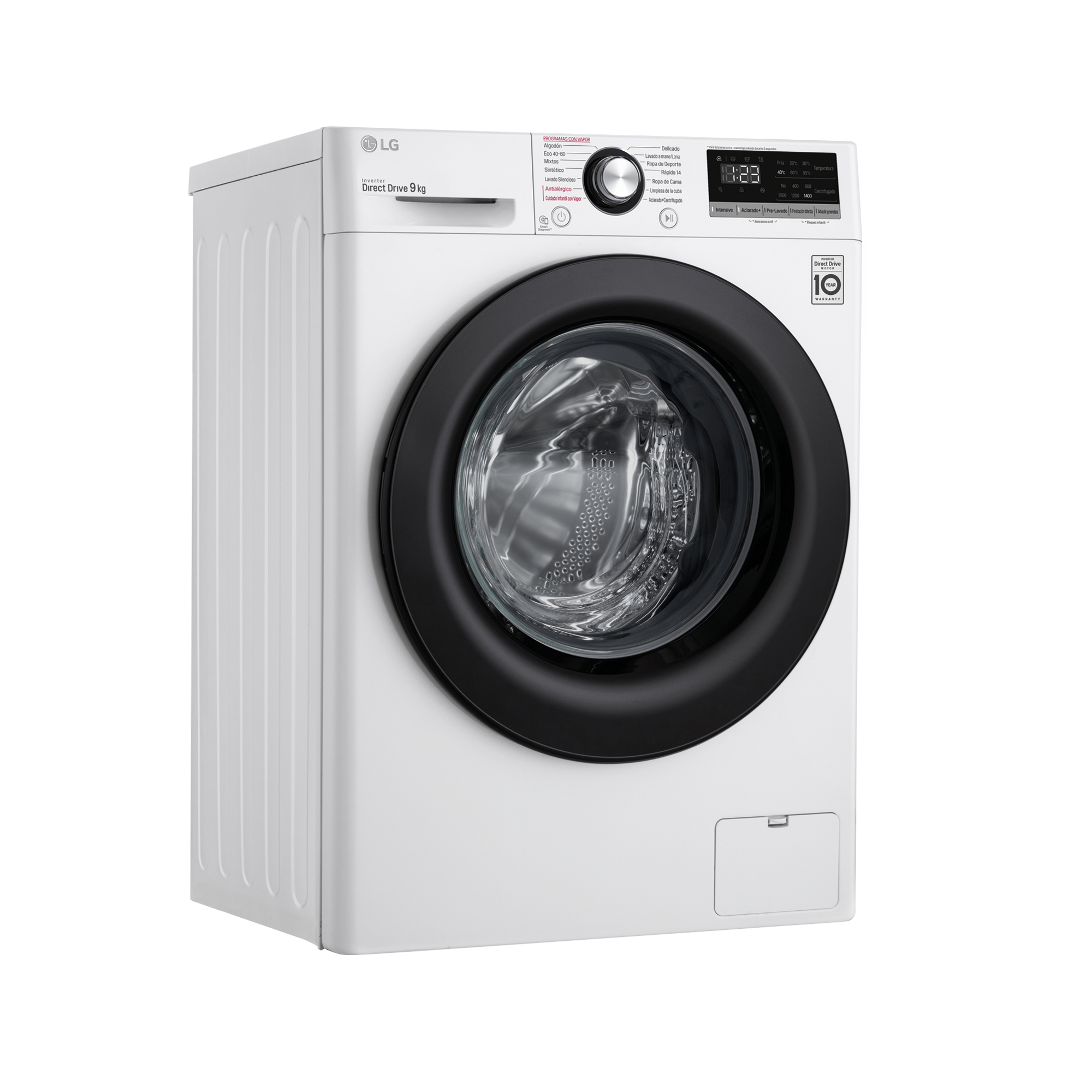 Lavadora carga frontal - LG F4WV3009S6W, 9 kg, 1400 rpm, 14 Programas, Serie 300, Blanco