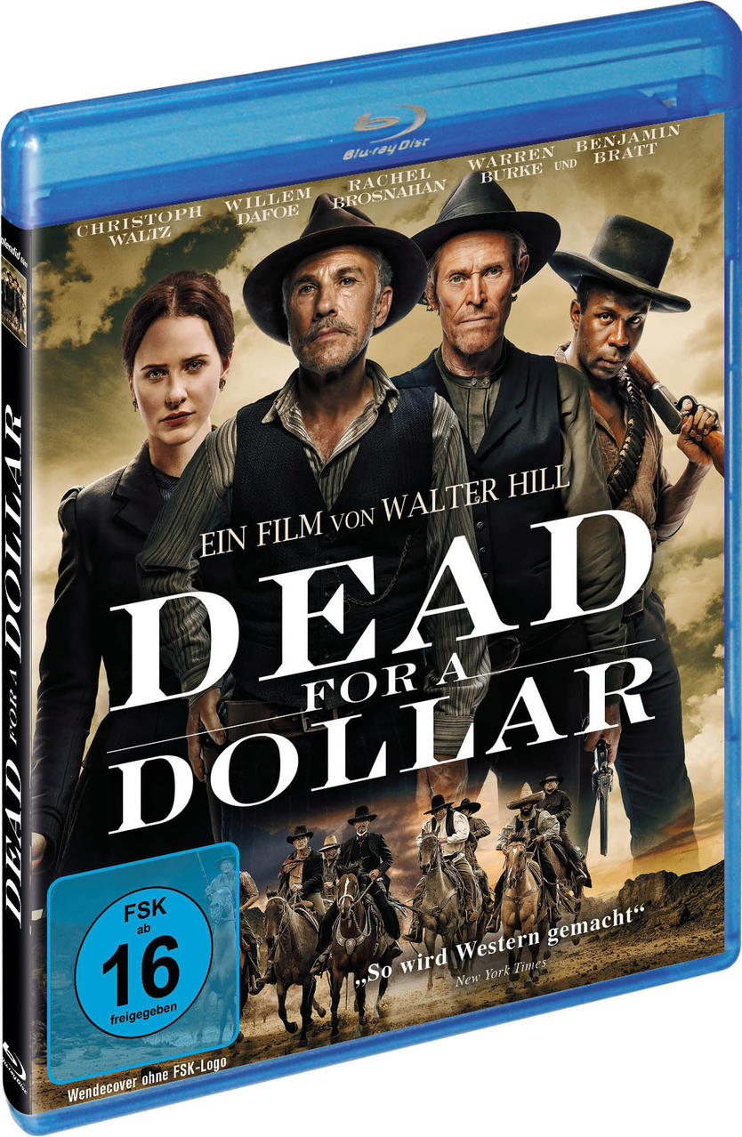 Blu-ray-Hülle mit Schauspielern auf dem Cover. Western-Filmszene. Deutscher Text.