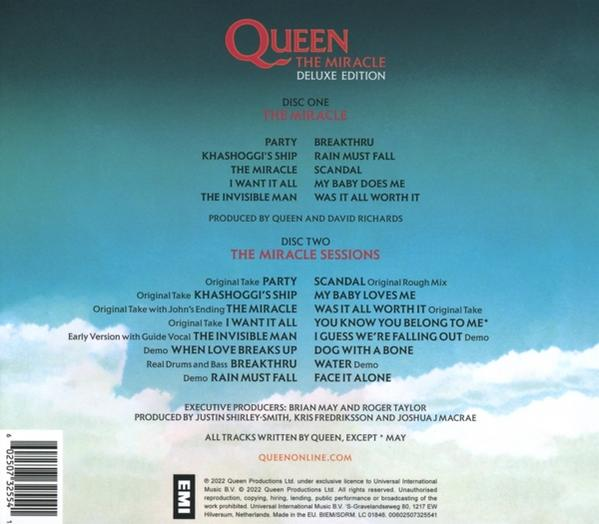 Albumcover für Queens The Miracle Deluxe Edition mit Titelliste.