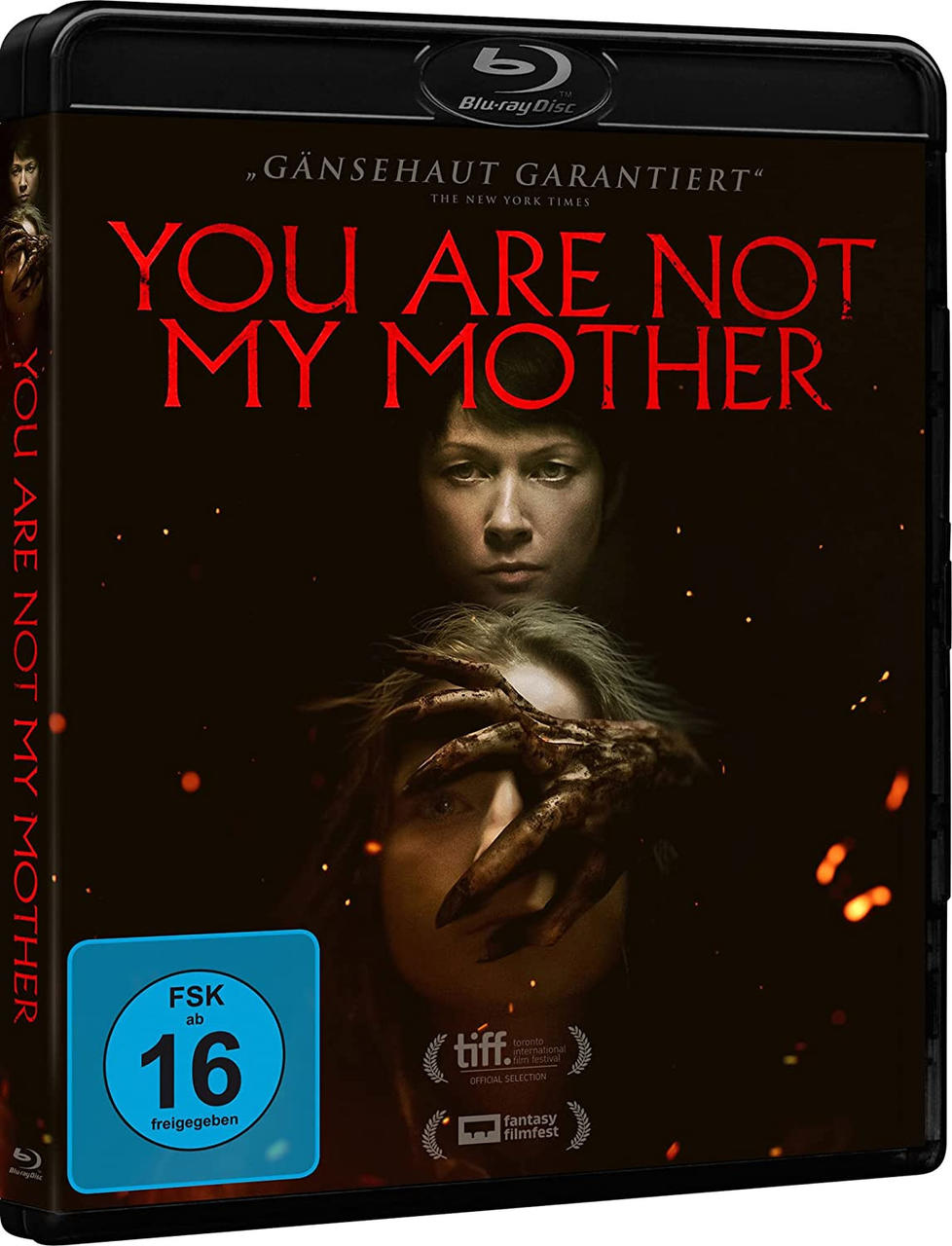 Filmcover für 'You Are Not My Mother', mit dem Gesicht einer Frau und einer Hand.