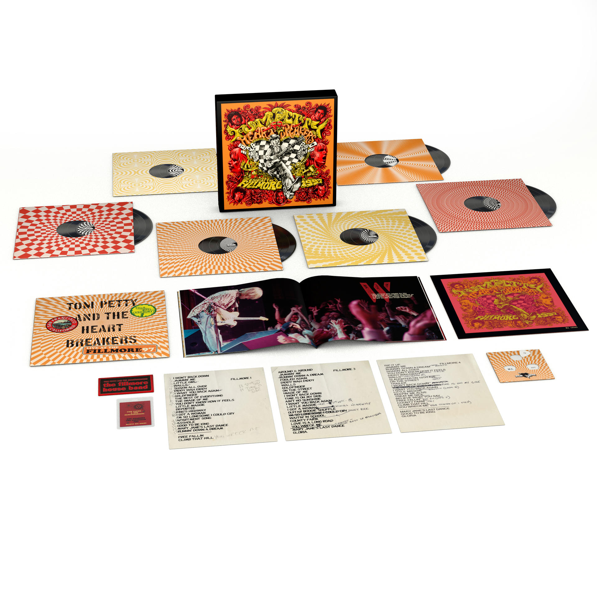 Coffret album de Tom Petty, vinyles, coffret et œuvre d'art.