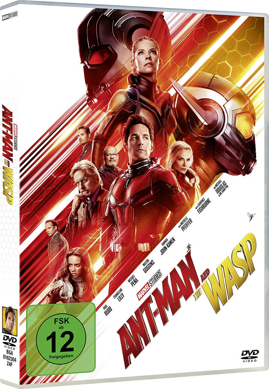 Ant-Man and the Wasp DVD-Cover mit Darstellern und Logo.