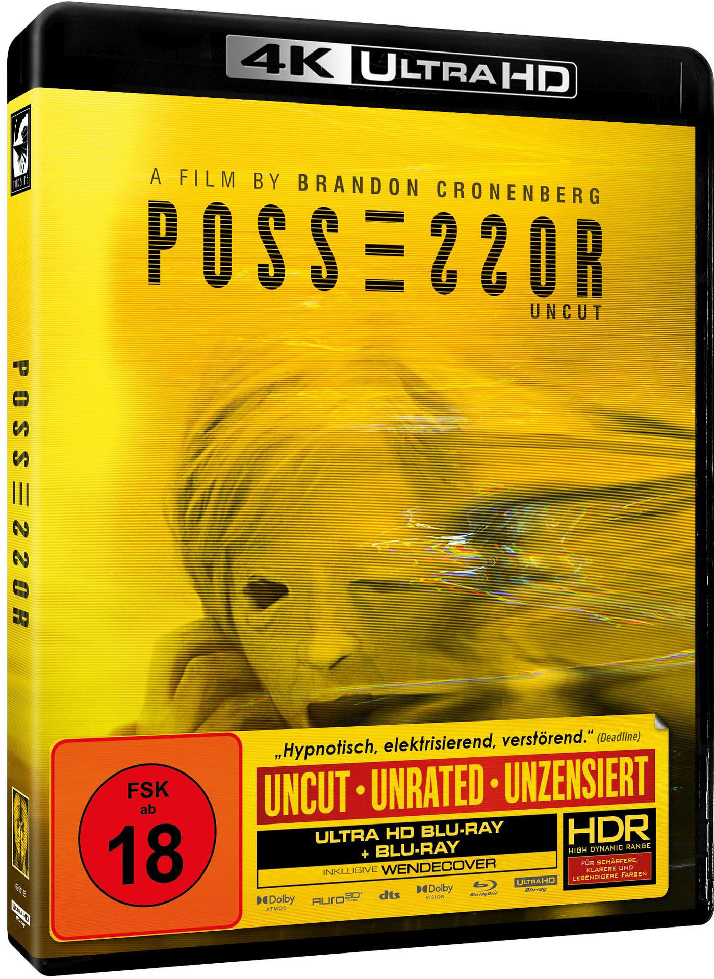 Filmcover mit Text: Possessor Uncut. Ein Film von Brandon Cronenberg. Bewertung: 18.