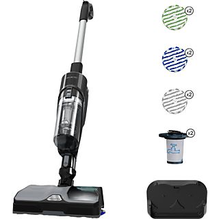 Aspiradora escoba - Rowenta X-Combo GZ3039WO, Sin cable, Aspira y friega a la vez, Ultraligera, 215 W, 0.55 L, 60 min., Mopas lavables incl., Negro