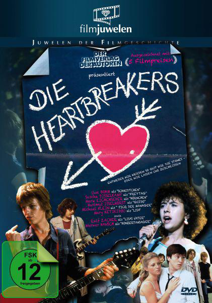Filmplakat mit Herz mit Pfeil, Leuten mit Gitarren und einer singenden Frau.