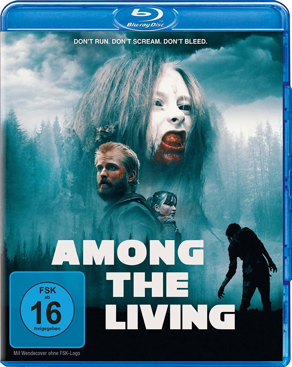 Blu-ray-Filmcover mit Personen in einem Wald. Im Hintergrund ist ein gruseliges Gesicht zu sehen.